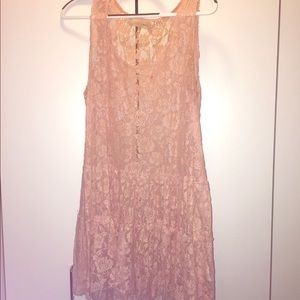Sheer Pale Pink Lace Rose Dress
